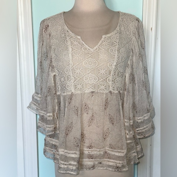 Meadow Rue Tops - Anthropologie • 100% Silk Meadow Rue Aeris Peasant Blouse